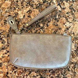 Clutch Purse Grey Suede